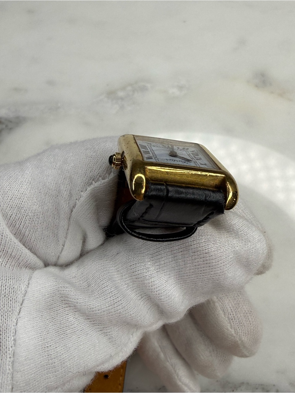 Auth Vintage Cartier Tank 18k Electroplated 1970s 21x28mm Manual Wind Movement - Picture 10 of 16